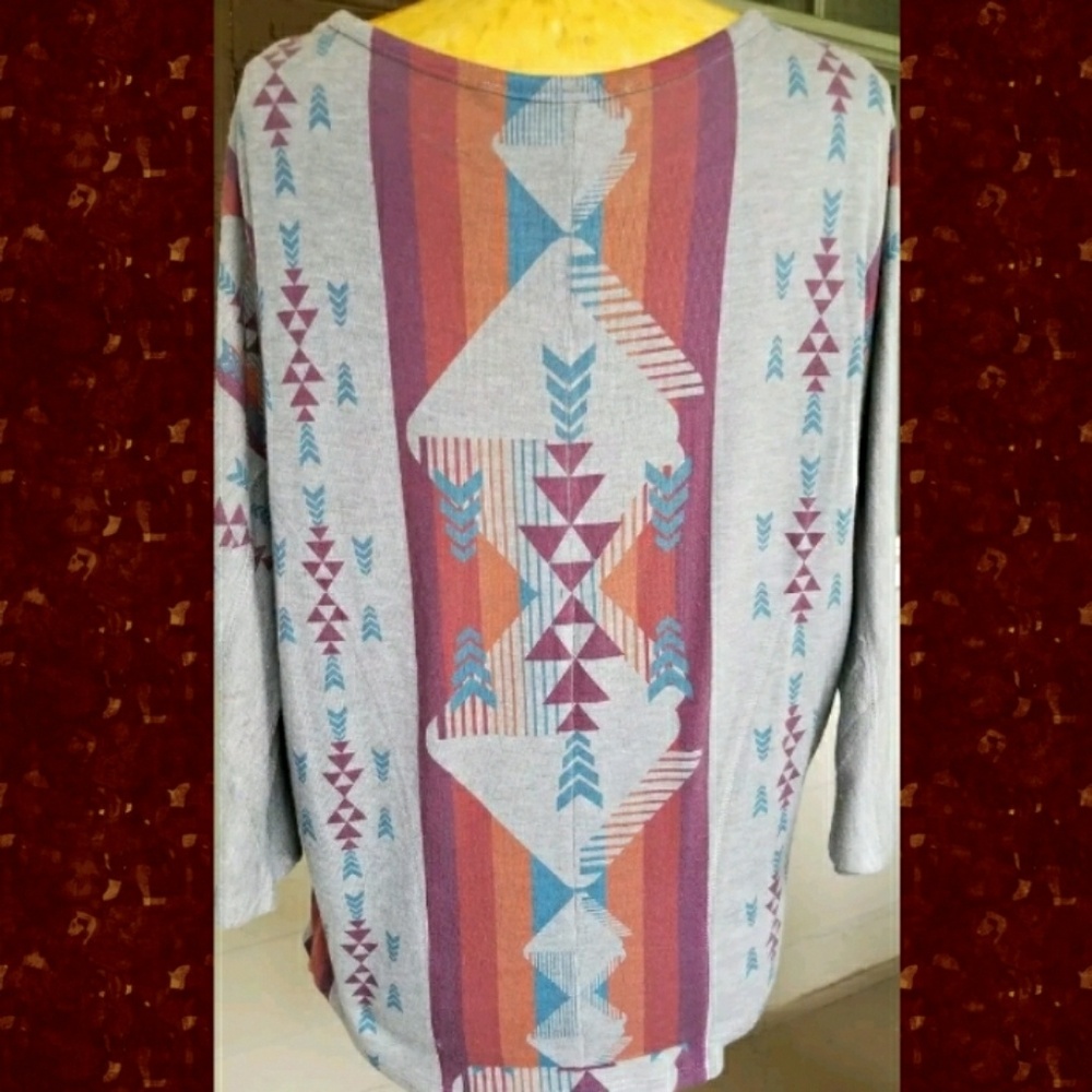 Boho Hippie Aztec Drapey Top Vintage Havana **tag Cut Out*
